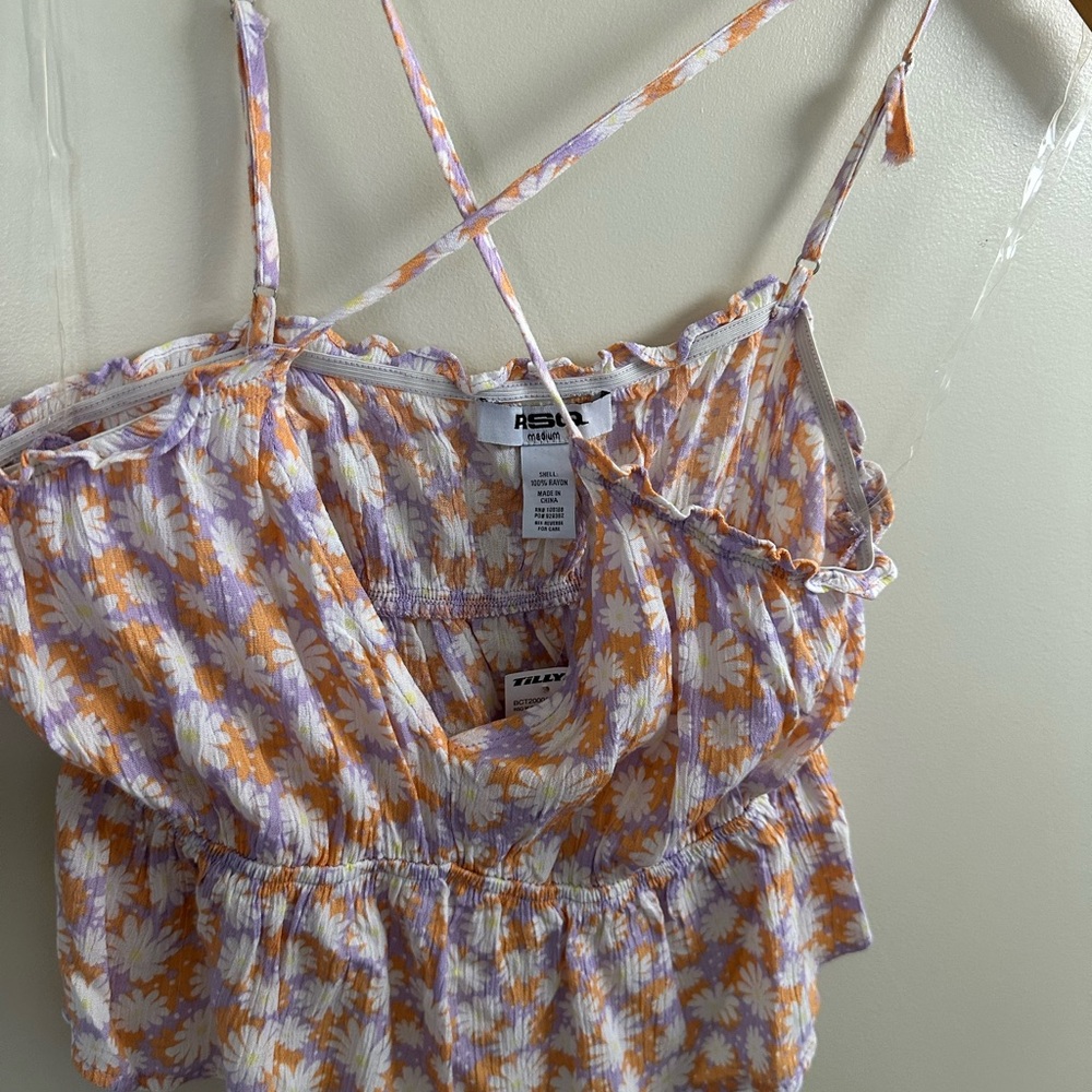RSQ Orange Ruffled Smocked Camisole